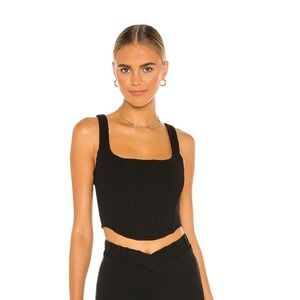 LPA Women's Black prescott corset size Large Square‎ Neck Sleeveless Crop Top